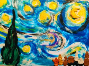 “Звёздная ночь” по мотивам работы Ван Гога (пластилинографика)