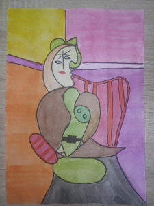 В красном кресле, акварель